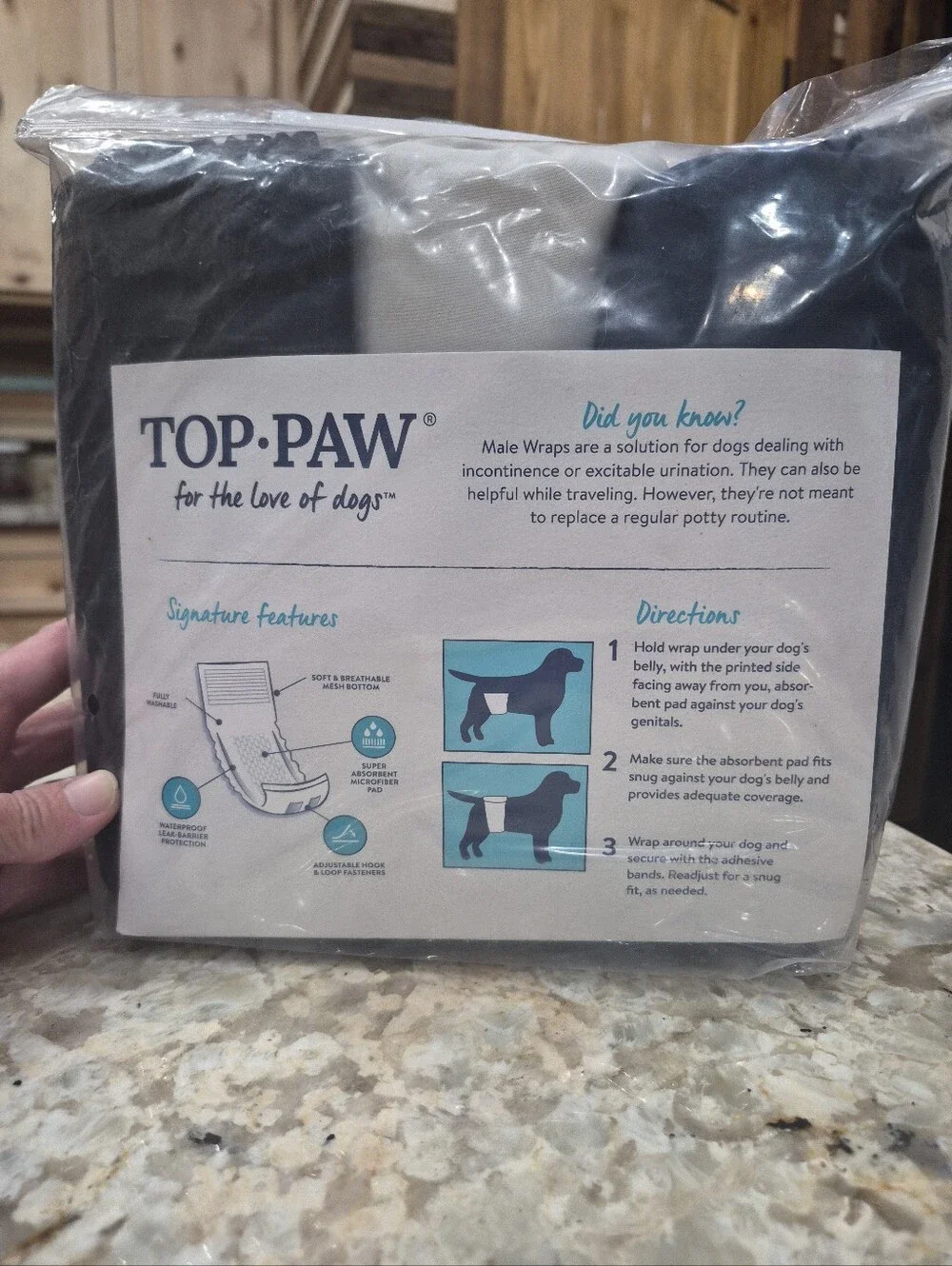 Top Paw Male Urine Washable Male Dog Wraps Large 17.3 - 22.8